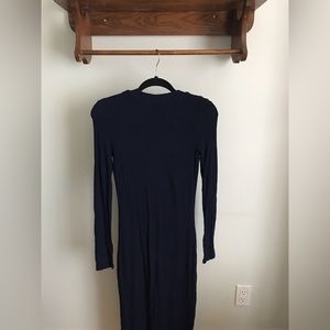 Navy Blue Long Sleeved Rib Dress S
